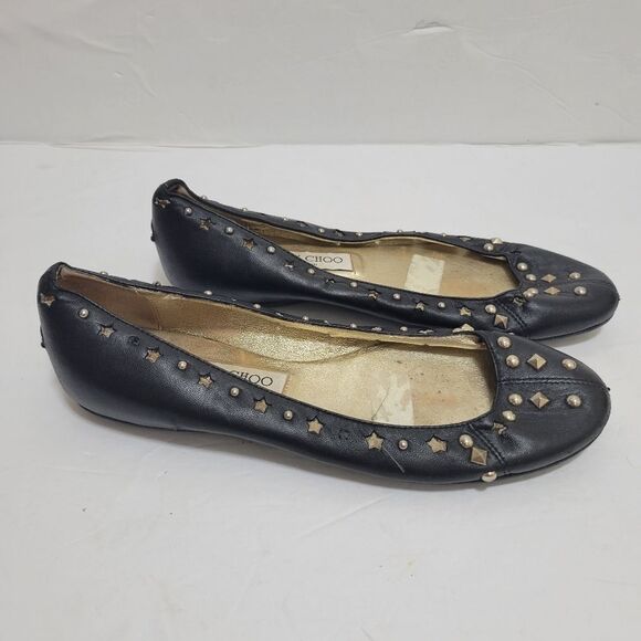 Jimmy Choo Black Glitter Slip On Ballet Flat Womens Size 38 - Picture 4 of 13